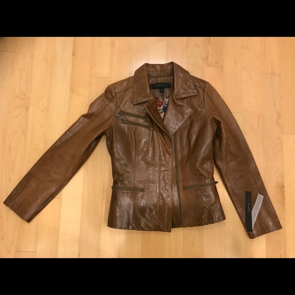 Sienna Studio XS Brown Leather Jacket - with tags